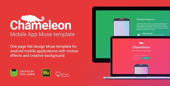 دانلود قالب میوز Chameleon - قالب معرفی اپلیکیشن اندروید Adobe Muse
