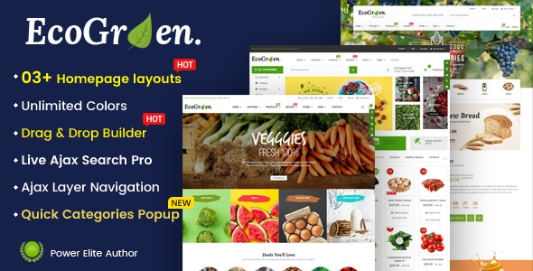 دانلود قالب شاپیفای EcoGreen - قالب فروشگاه محصولات غذایی و ارگانیک