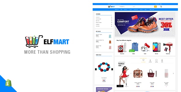 دانلود قالب فروشگاهی Elfmart - قالب چند منظوره و حرفه ای شاپیفای