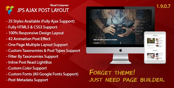 دانلود افزونه وردپرس JPS Ajax Post Layout - افزودنی صفحه ساز WPBakery