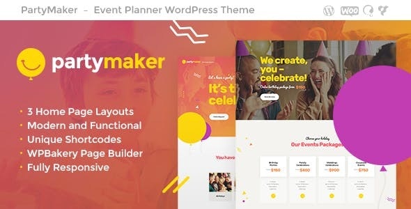 دانلود قالب وردپرس PartyMaker - پوسته واکنش گرا و حرفه ای وردپرس