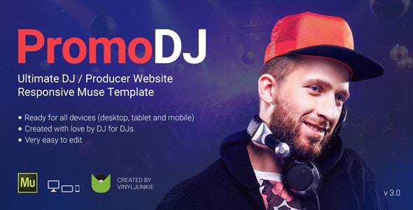 دانلود قالب میوز PromoDJ - قالب موزیک و سرگرمی Adobe Muse