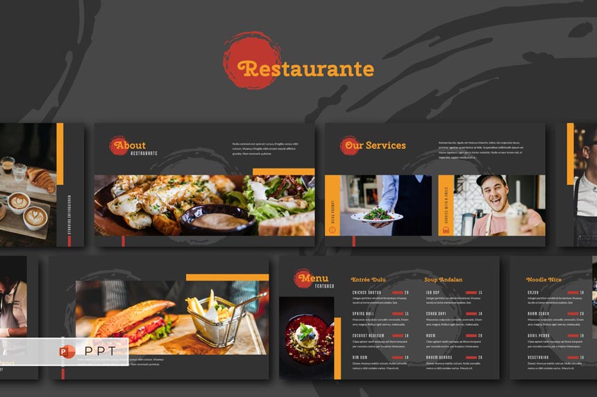 دانلود قالب پاورپوینت RESTAURANTE – به همراه دو نسخه گوگل اسلاید و Keynote