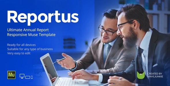 دانلود قالب میوز Reportus - قالب شرکتی و کسب و کار Adobe Muse