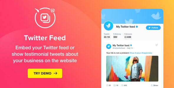 دانلود افزونه وردپرس Twitter Feed - افزونه فید خوان حرفه ای توییتر برای وردپرس