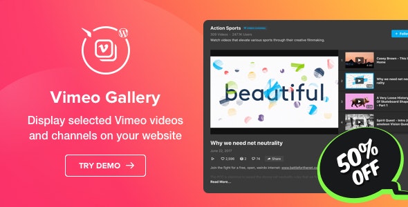 دانلود افزونه وردپرس Vimeo Gallery - ساخت گالری ویمئو در وردپرس