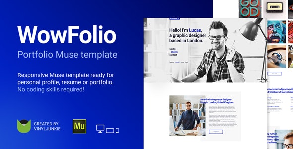 دانلود قالب میوز WowFolio - قالب نمونه کار و سایت شخصی Adobe Muse