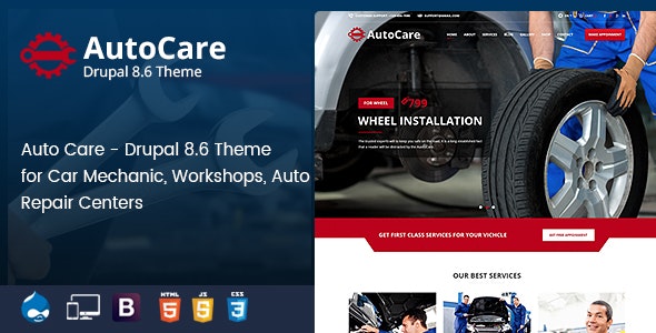 دانلود قالب دروپال Auto Care - قالب مکانیک و تعمیرگاه حرفه ای دروپال