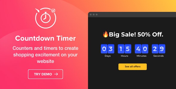 دانلود افزونه وردپرس Countdown Timer - افزونه حرفه ای شمارش معکوس وردپرس