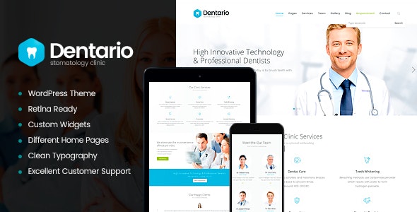 دانلود قالب وردپرس Dentario - پوسته دندانپزشکی حرفه ای و راست چین وردپرس