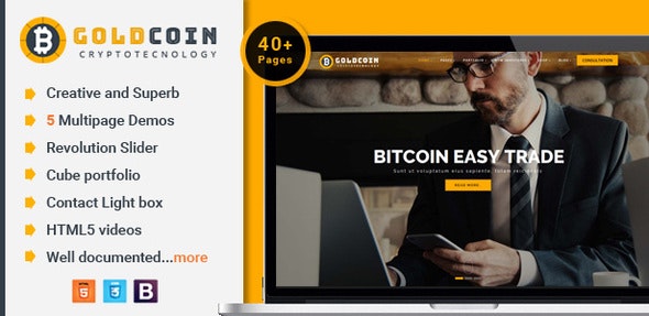 دانلود قالب سایت GoldCoin - قالب HTML بیت کوین و ارز دیجیتال حرفه ای