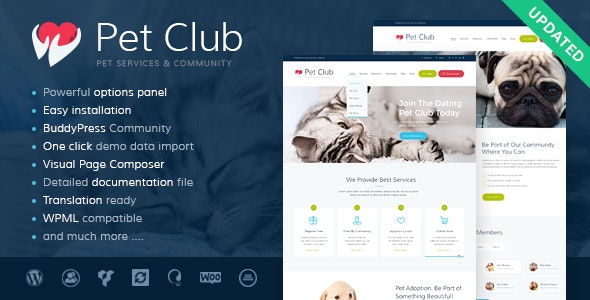 دانلود قالب وردپرس Pets Club - پوسته دامپزشکی حرفه ای و واکنش گرا وردپرس
