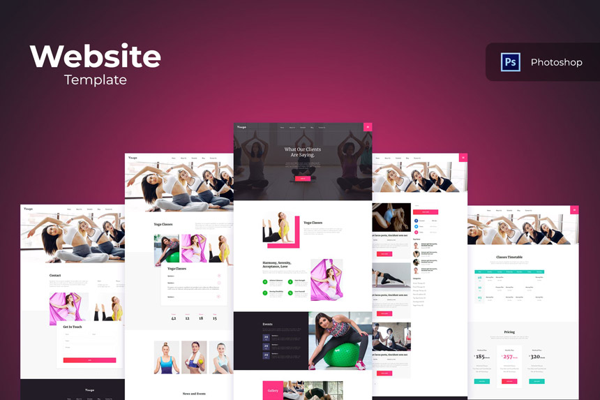 دانلود قالب سایت Yoga – در سه نسخه PSD، Sketch و Adobe XD