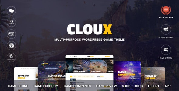 دانلود قالب وردپرس Cloux - پوسته گیم و بازی حرفه ای وردپرس