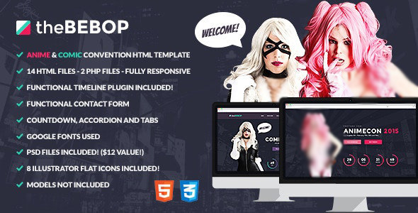 دانلود قالب سایت The Bebop - قالب HTML سایت انیمه و کمیک بوک حرفه ای