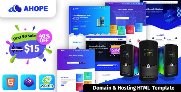 دانلود قالب هاستینگ Ahope - قالب هاستینگ HTML و WHMCS حرفه ای
