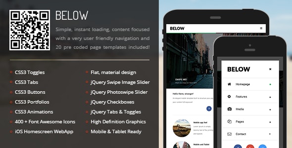 دانلود قالب موبایل Below Mobile - قالب HTML موبایل حرفه ای و واکنش گرا
