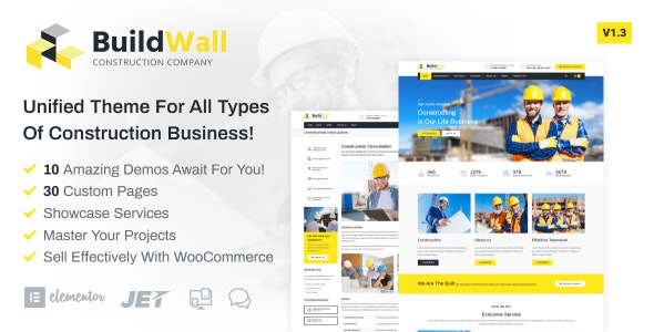 دانلود قالب وردپرس BuildWall - پوسته ساخت و ساز مبتنی بر المنتور وردپرس