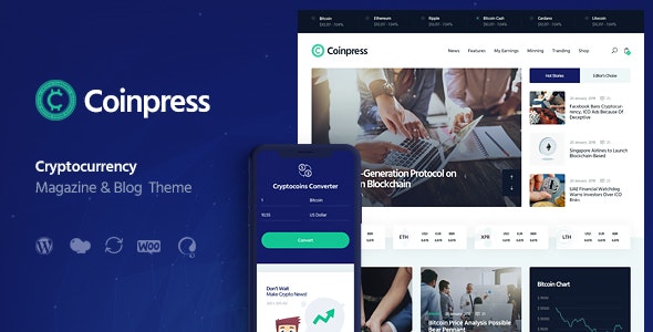 دانلود قالب وردپرس Coinpress - پوسته صرافی و خدمات ارز دیجیتال وردپرس