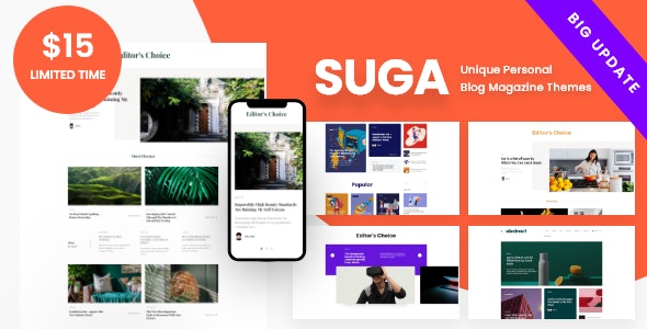 دانلود قالب وردپرس Suga - پوسته مجله آنلاین و وبلاگ وردپرس