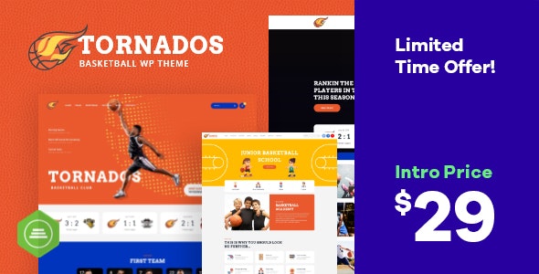 دانلود قالب وردپرس Tornados - پوسته ورزشی و باشگاه بسکتبال وردپرس