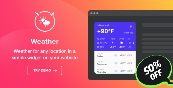 دانلود افزونه وردپرس Weather Forecast - پلاگین هواشناسی حرفه ای وردپرس