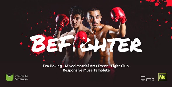 دانلود قالب میوز BeFighter - قالب مسابقات ورزشی حرفه ای Adobe Muse