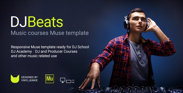 دانلود قالب میوز DJBeats - قالب مدرسه و آکادمی موسیقی Adobe Muse