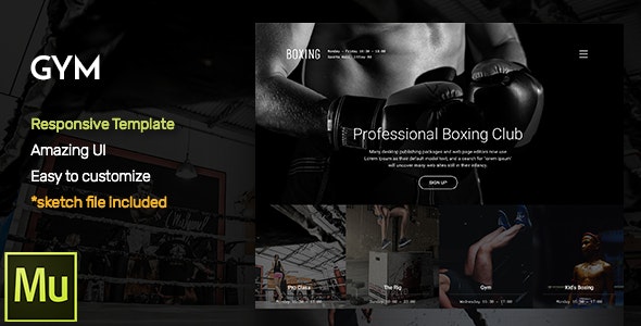 دانلود قالب میوز GYM - قالب باشگاه تناسب اندام و ورزشی Adobe Muse