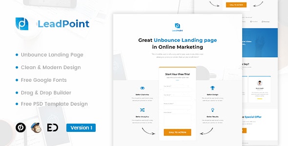 دانلود قالب سایت LeadPoint - قالب صفحه فرود و HTML حرفه ای
