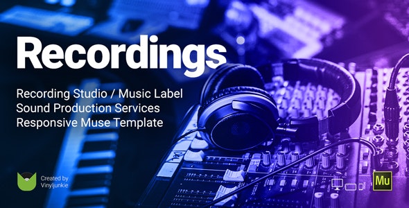 دانلود قالب میوز Recordings - قالب استدیو موسیقی و خدمات موزیک Adobe Muse