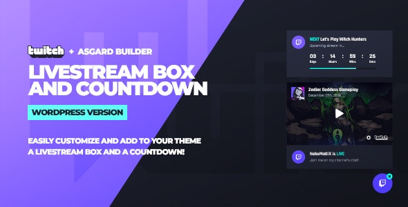 دانلود افزونه وردپرس Twitch LiveStream Box and Countdown