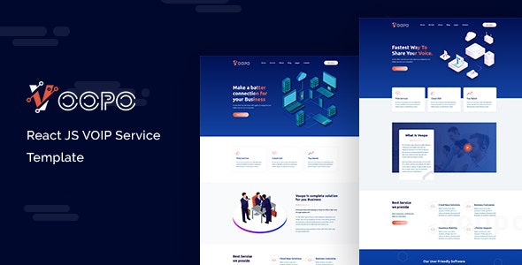 دانلود قالب سایت Voopo - پوسته خدمات ابری و مخابراتی React JS