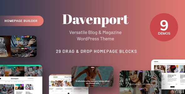 دانلود قالب وردپرس Davenport - قالب مجله خبری و وبلاگ حرفه ای وردپرس