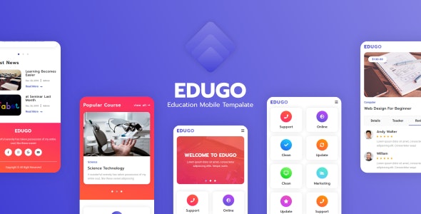 دانلود قالب سایت Edugo - قالب آموزشی و تحصیلات موبایل HTML
