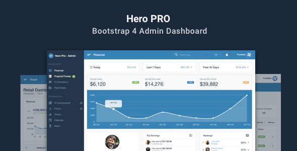 دانلود قالب سایت Hero PRO - قالب مدیریت و داشبورد بوت استرپ 4