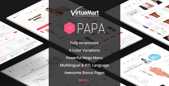 دانلود قالب جوملا Papa - قالب فروشگاهی حرفه ای و چند منظوره VirtueMart