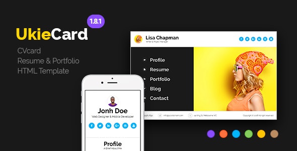 دانلود قالب سایت UkieCard - قالب سایت شخصی و رزومه HTML