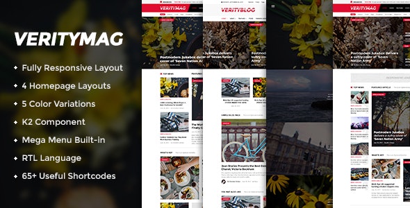 دانلود قالب جوملا VerityMag - قالب مجله خبری حرفه ای و راست چین جوملا