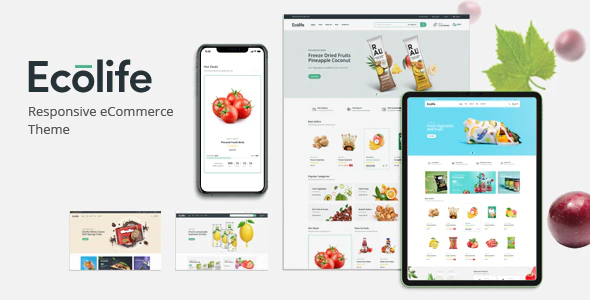دانلود قالب پرستاشاپ Ecolife - قالب فروشگاهی مواد غذایی و محصولات ارگانیک