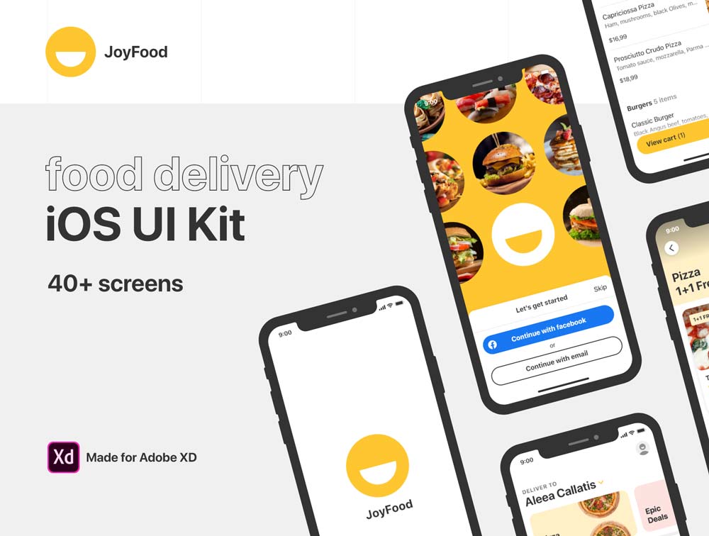 دانلود UI Kit اپلیکیشن موبایل JoyFood - اپلیکیشن iOS سفارش غذا