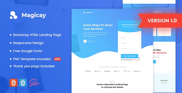 دانلود قالب سایت Magicay - قالب شرکتی و دیجیتال مارکتینگ HTML