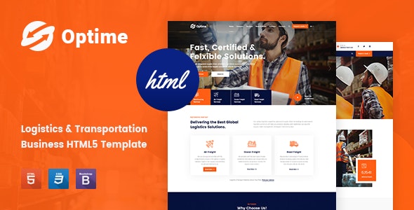 دانلود قالب سایت Optime - قالب حمل و نقل و باربری HTML5
