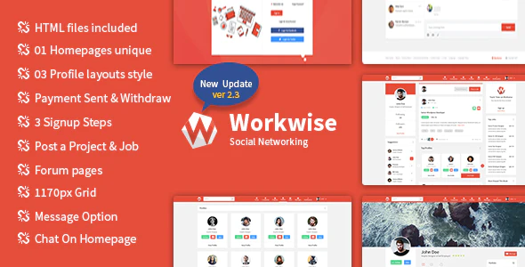 دانلود قالب سایت Workwise - قالب شبکه اجتماعی حرفه ای HTML