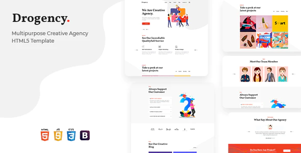 دانلود قالب سایت Drogency - قالب چند منظوره شرکتی و خلاقانه HTML5
