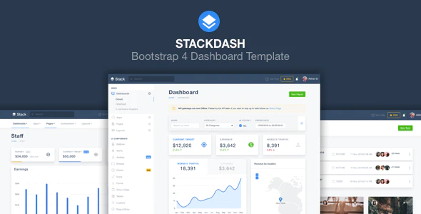 دانلود قالب سایت StackDash - قالب مدیریت و داشبورد بوت استرپ 4