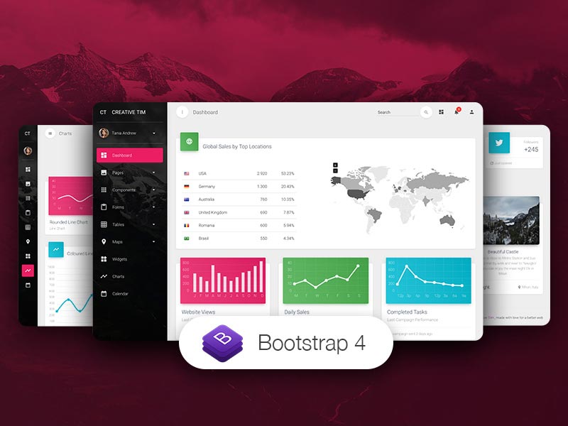 دانلود قالب Material Dashboard Pro - قالب مدیریت و داشبورد بوت استرپ 4