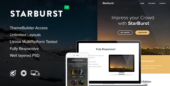دانلود قالب ایمیل Starburst - قالب خبرنامه و ایمیل واکنش گرا HTML