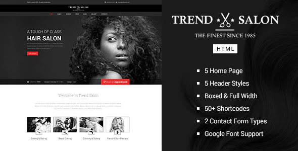 دانلود قالب سایت Core – قالب HTML5 تک صفحه ای و واکنش گرا دانلود قالب سایت Trend Salon - قالب سالن زیبایی و آرایشگاه HTML