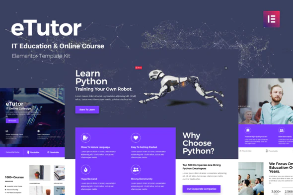 دانلود قالب المنتور eTutor - پوسته آموزشی و آزمون آنلاین وردپرس